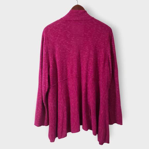 Eileen Fisher Woman 2X Linen Blend Open Front Cardigan Sweater Fuschia Flowy - Picture 4 of 13